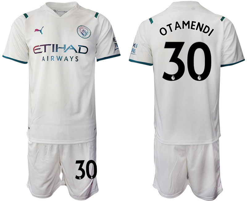 Men 2021-2022 Club Manchester City away White #30 Soccer Jersey